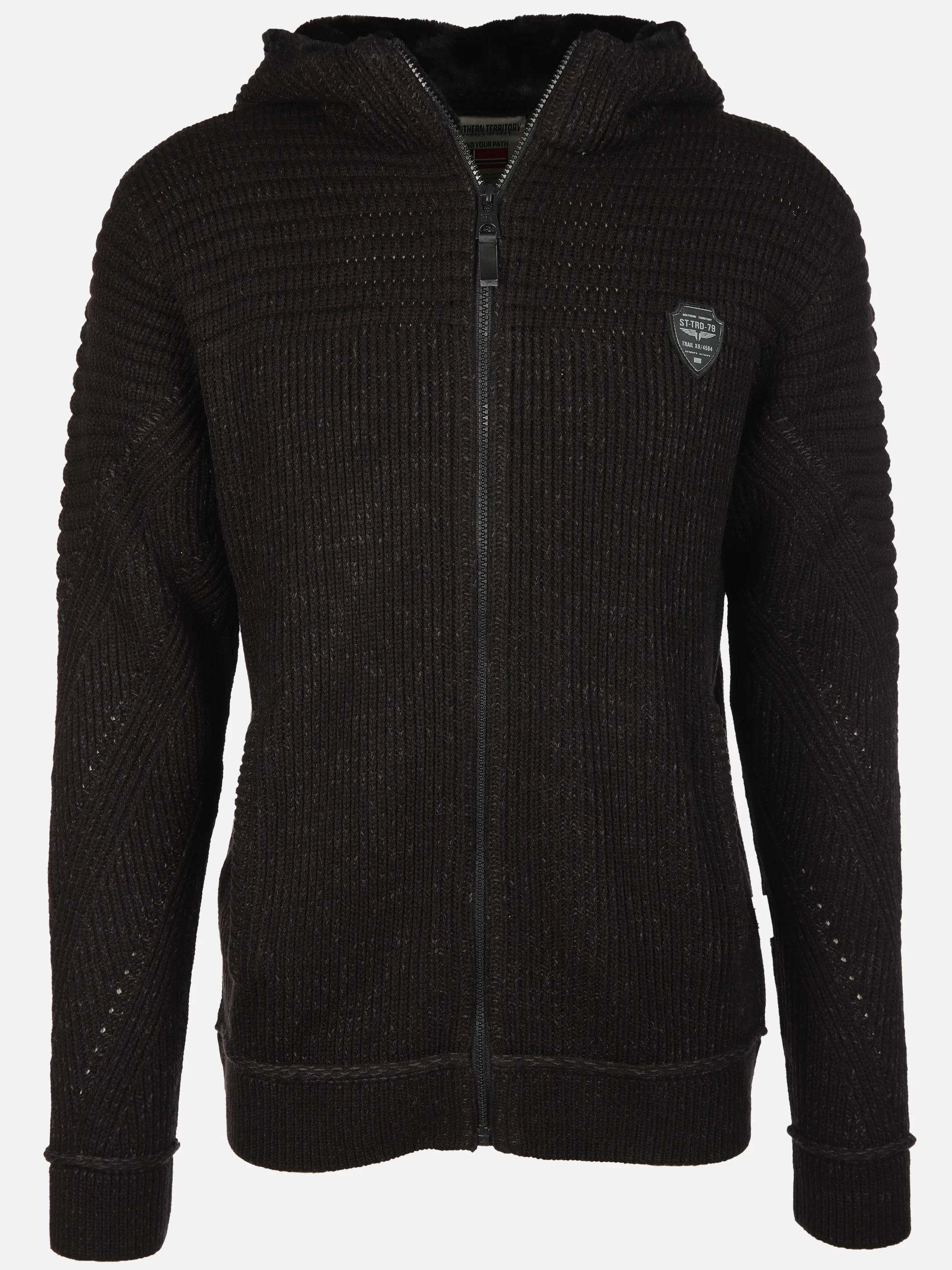 Southern Territory He. Strickjacke mit Kapuze Schwarz 915611 SCHWARZMEL 1
